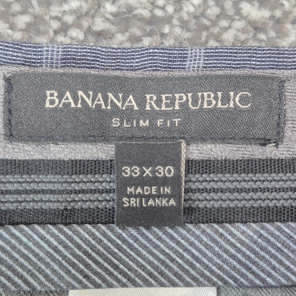 Banana Republic Linen Blend Dress Pants Mens 33x30 Gray Windowpane